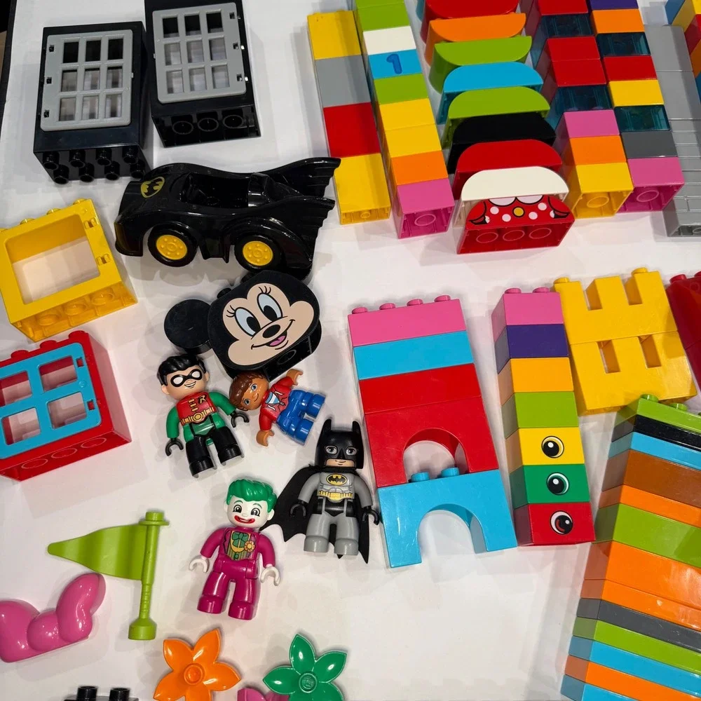 LEGO Duplo Bulk Lot Batman Robin Joker Minnie Mouse Batmobile Figures Blocks